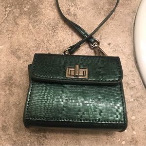 Faux croc snack skin emerald green cross body bag